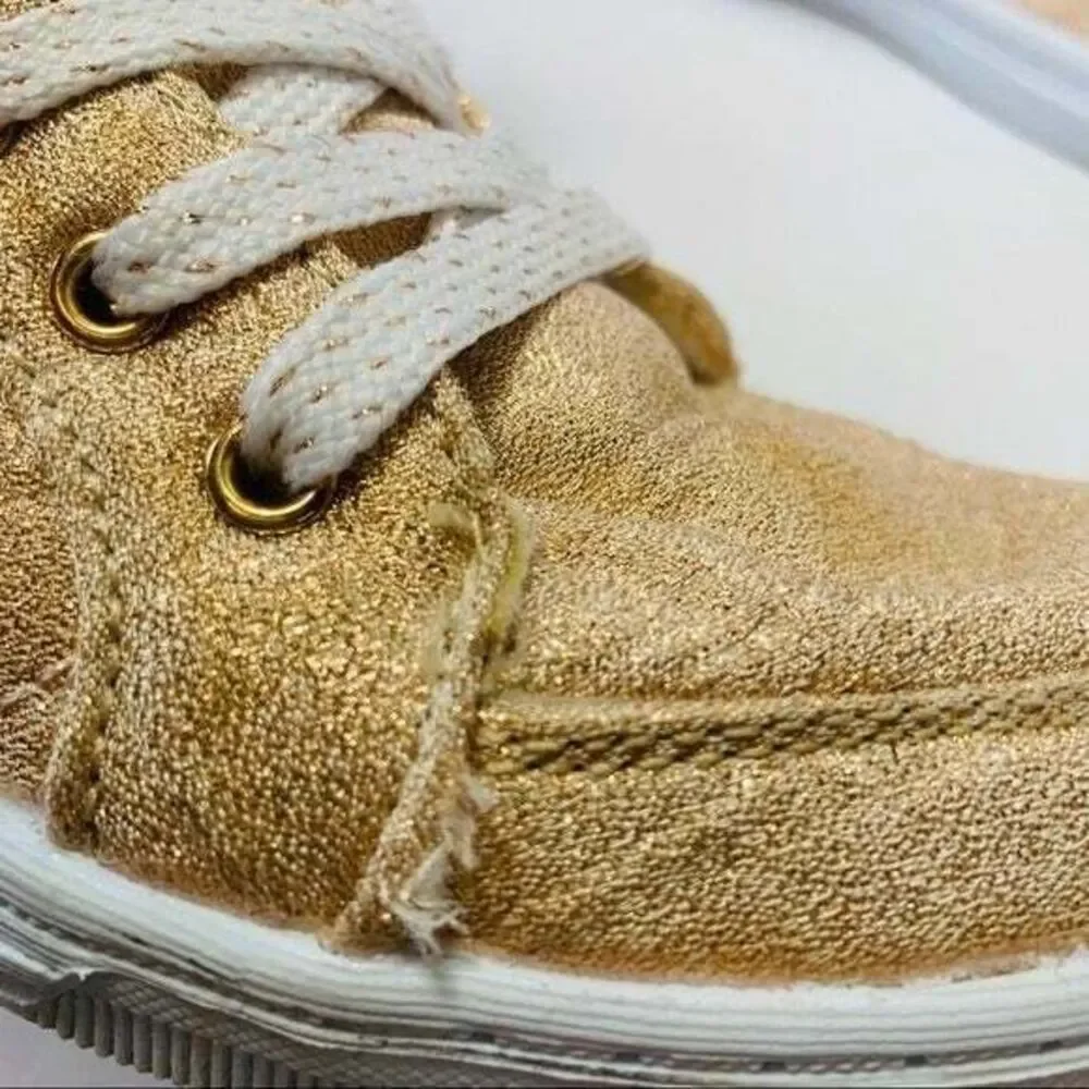 Polo Ralph Lauren Metallic Rose Gold High Top Sneakers Youth 4Y Pink Glitter